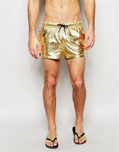 Men's Gold Metallic Shorts 